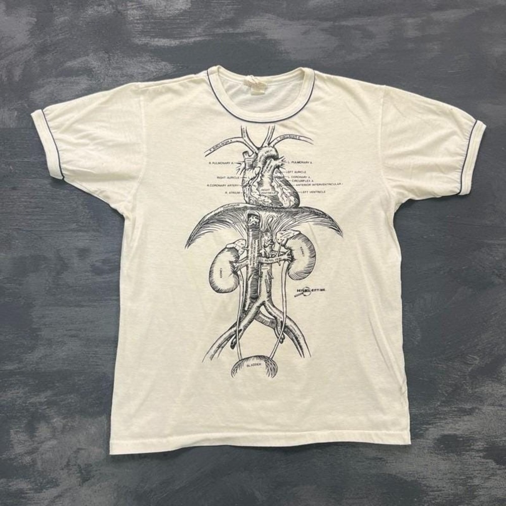 Vintage Human Anatomy Shirt Mens Medium White 1980s Leslie Arwin